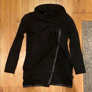 lightweight helmut Lang cardigan leather trim S